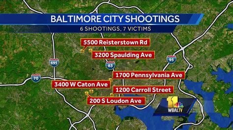 baltimore shootings over weekend map